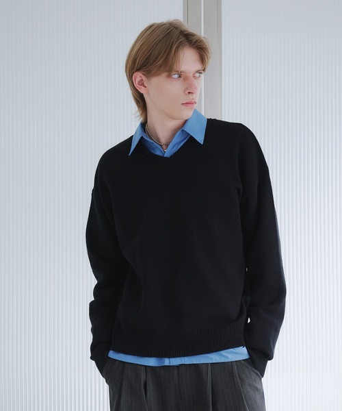 【最終値下げ　新品未使用】LIDNM☆ニット　Vネック☆M☆黒 FOX BLEND STANDARD KNIT(V-NECK / CREW-NECK)（ニット/セーター