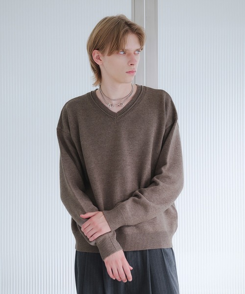 V-NECK MIDDLE GAUGE BASIC KNIT/Vネックミドルゲージベーシックニット