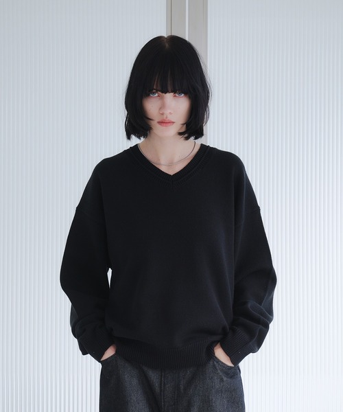 【最終値下げ　新品未使用】LIDNM☆ニット　Vネック☆M☆黒 FOX BLEND STANDARD KNIT(V-NECK / CREW-NECK)（ニット/セーター