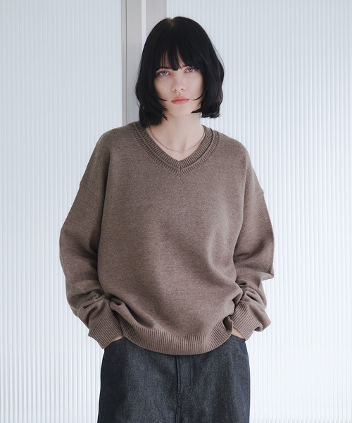 V-NECK MIDDLE GAUGE BASIC KNIT/Vネックミドルゲージベーシックニット