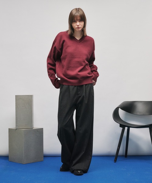 V-NECK MIDDLE GAUGE BASIC KNIT/Vネックミドルゲージベーシックニット