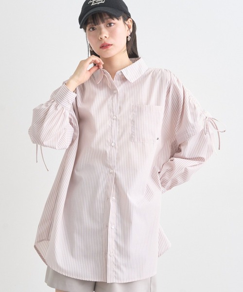 earth music&ecology（アースミュージックアンドエコロジー）の「2wayショルダードロストリボンシャツ（シャツ/ブラウス・レディース・サックスブルー/ホワイト/ピンク・FREE）」の3枚目の写真