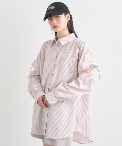 earth music&ecology（アースミュージックアンドエコロジー）の「2wayショルダードロストリボンシャツ（シャツ/ブラウス・レディース・サックスブルー/ホワイト/ピンク・FREE）」の11枚目の写真