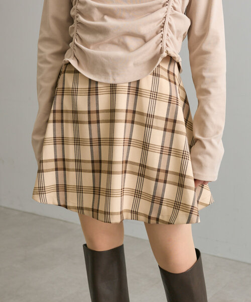 [mline]チェックフレアミニスカート（スカート）｜mline（エムライン）