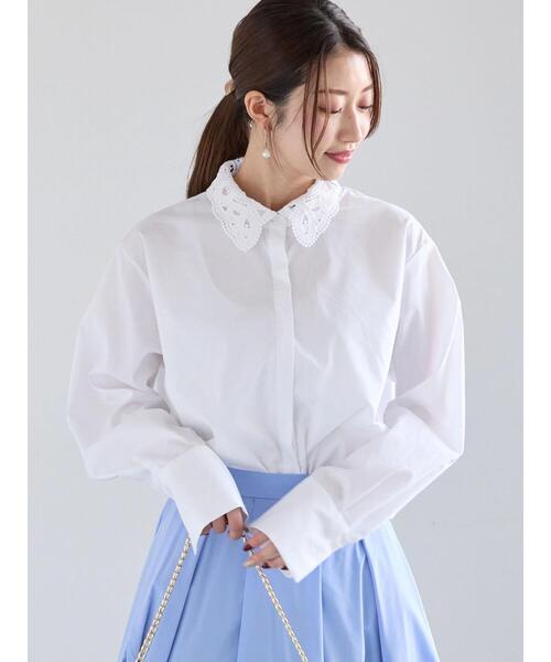 Te chichi（テチチ）の「ケミカルレースカラーシャツブラウス（シャツ/ブラウス・レディース・サックスブルー/ブラック/オフホワイト・F）」の2枚目の写真