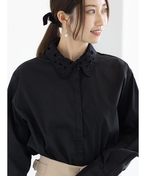 Te chichi（テチチ）の「ケミカルレースカラーシャツブラウス（シャツ/ブラウス・レディース・サックスブルー/ブラック/オフホワイト・F）」の4枚目の写真