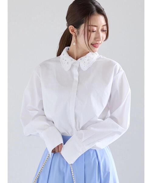 Te chichi（テチチ）の「ケミカルレースカラーシャツブラウス（シャツ/ブラウス・レディース・サックスブルー/ブラック/オフホワイト・F）」の7枚目の写真