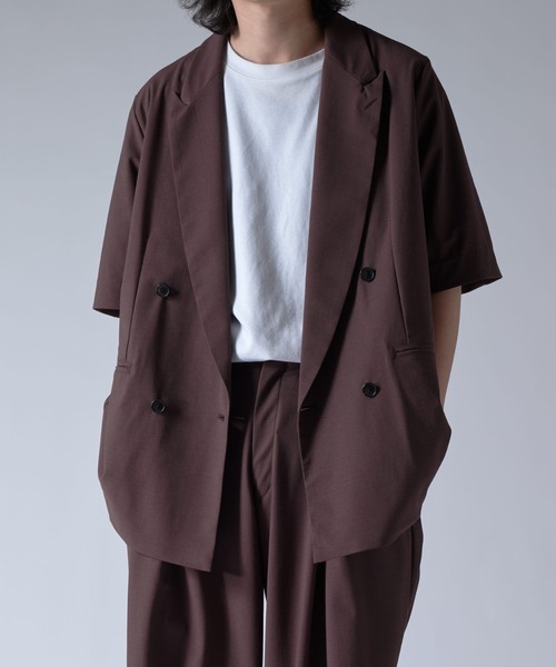 ウォッシャブル ビッグ半袖ダブルジャケット