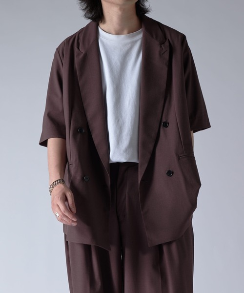 Lui's（ルイス）の「ウォッシャブル ビッグ半袖ダブルジャケット（テーラードジャケット・メンズ・ブラック/ブラウン・S/M）」の9枚目の写真