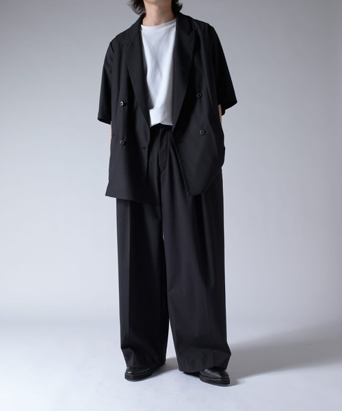 Lui's（ルイス）の「ウォッシャブル ビッグ半袖ダブルジャケット（テーラードジャケット・メンズ・ブラック/ブラウン・S/M）」の6枚目の写真