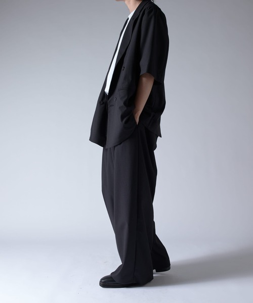 Lui's（ルイス）の「ウォッシャブル ビッグ半袖ダブルジャケット（テーラードジャケット・メンズ・ブラック/ブラウン・S/M）」の7枚目の写真