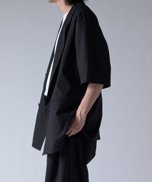 Lui's（ルイス）の「ウォッシャブル ビッグ半袖ダブルジャケット（テーラードジャケット・メンズ・ブラック/ブラウン・S/M）」の4枚目の写真