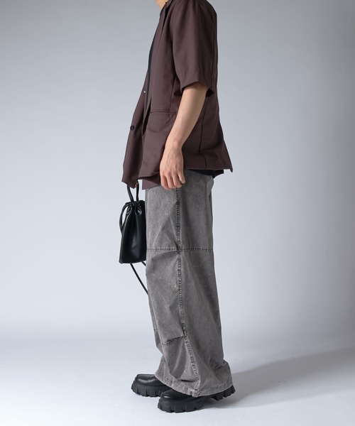 Lui's（ルイス）の「ウォッシャブル ビッグ半袖ダブルジャケット（テーラードジャケット・メンズ・ブラック/ブラウン・S/M）」の15枚目の写真