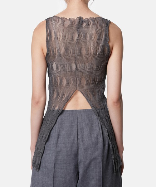 iRENE(アイレネ)の「ウェーブパターンニットトップス / Wave Pattern Knit Tops(ニット/セーター・レディース・グレー/アイボリー/ブラウン・36)」の4枚目の写真
