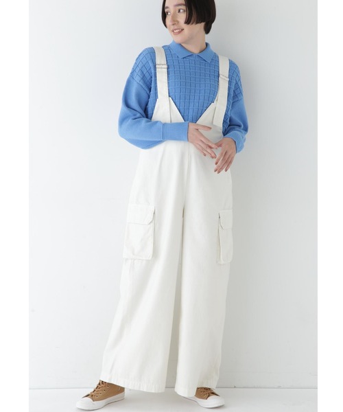 Healthy denim(ヘルシーデニム)の「【Healthy DENIMコラボ】オーバーオール(サロペット/オーバーオール・レディース・ホワイト系その他/ネイビー・MEDIUM)」の1枚目の写真