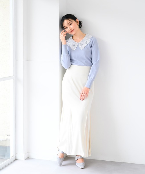 MISCH MASCH(ミッシュマッシュ)の「レース刺繍衿ニット(ニット/セーター・レディース・ホワイト/グレー/ブルー・フリ-)」の5枚目の写真