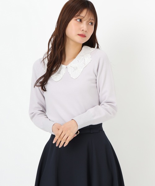 MISCH MASCH(ミッシュマッシュ)の「レース刺繍衿ニット(ニット/セーター・レディース・ホワイト/グレー/ブルー・フリ-)」の10枚目の写真