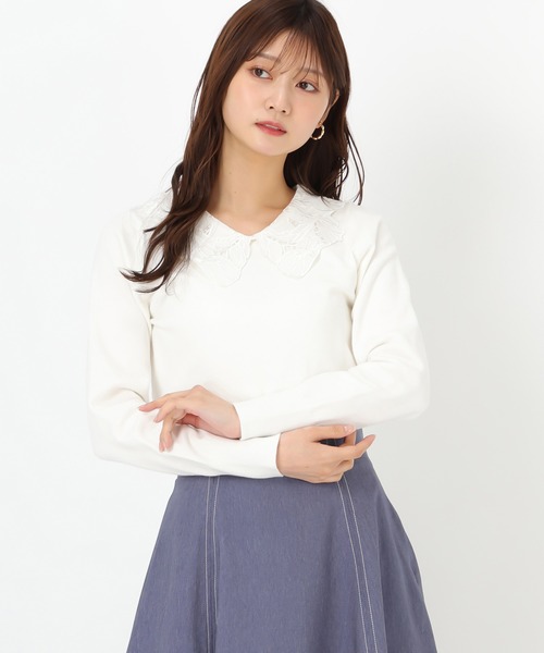 MISCH MASCH(ミッシュマッシュ)の「レース刺繍衿ニット(ニット/セーター・レディース・ホワイト/グレー/ブルー・フリ-)」の13枚目の写真