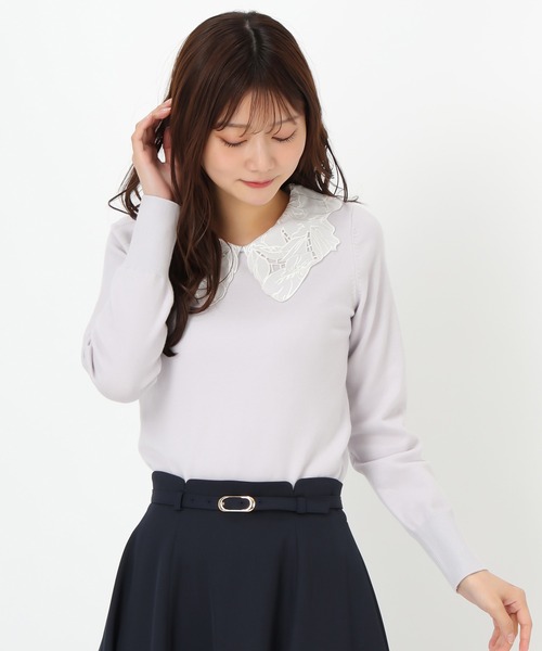 MISCH MASCH(ミッシュマッシュ)の「レース刺繍衿ニット(ニット/セーター・レディース・ホワイト/グレー/ブルー・フリ-)」の8枚目の写真