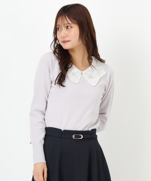 MISCH MASCH(ミッシュマッシュ)の「レース刺繍衿ニット(ニット/セーター・レディース・ホワイト/グレー/ブルー・フリ-)」の9枚目の写真