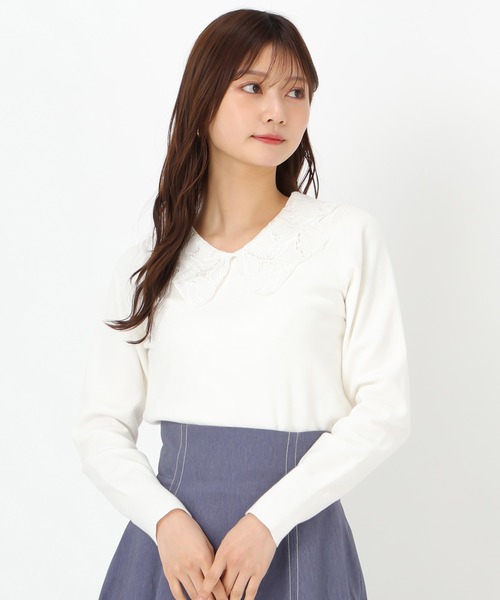 MISCH MASCH(ミッシュマッシュ)の「レース刺繍衿ニット(ニット/セーター・レディース・ホワイト/グレー/ブルー・フリ-)」の14枚目の写真