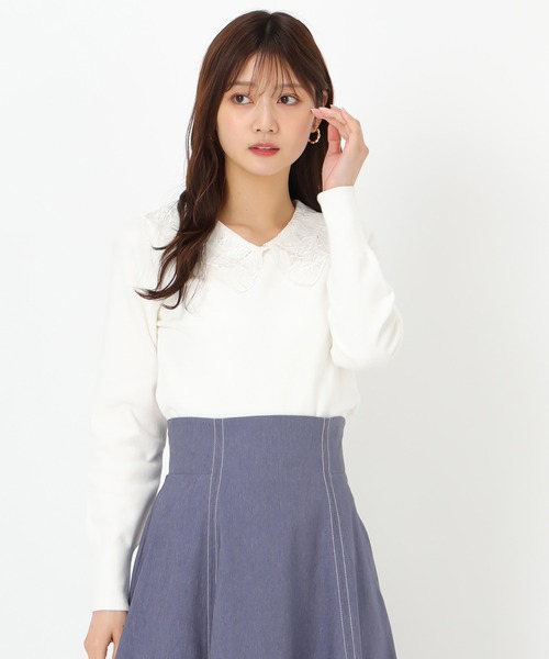 MISCH MASCH(ミッシュマッシュ)の「レース刺繍衿ニット(ニット/セーター・レディース・ホワイト/グレー/ブルー・フリ-)」の15枚目の写真