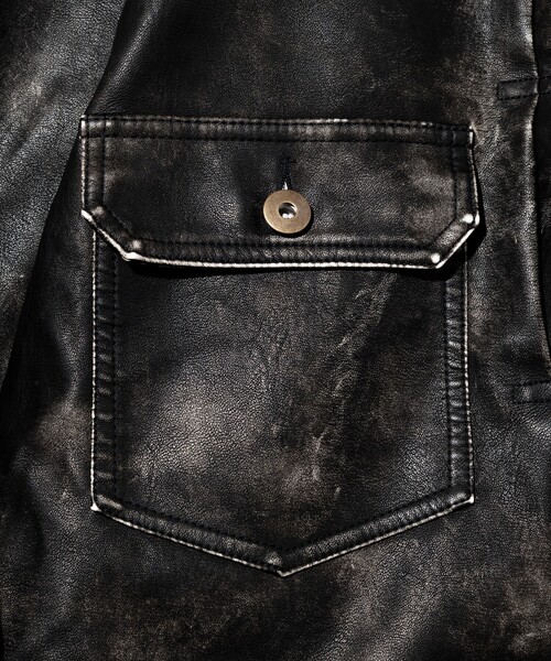 McGREGOR(マックレガー)の「McGREGOR COLLECTION/マックレガー コレクション レザレッド フェード加工 トラッカージャケット(ブルゾン・メンズ・ブラック/ブラウン・MEDIUM/LARGE)」の7枚目の写真