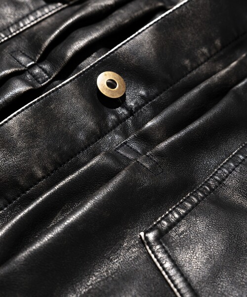 McGREGOR(マックレガー)の「McGREGOR COLLECTION/マックレガー コレクション レザレッド フェード加工 トラッカージャケット(ブルゾン・メンズ・ブラック/ブラウン・MEDIUM/LARGE)」の8枚目の写真