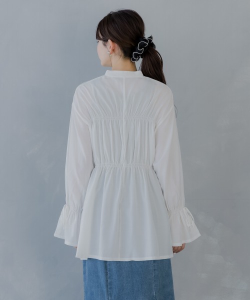 slattgir(スラットジール)の「高身長 ギャザーリボンブラウス(トールサイズ)fifiean(シャツ/ブラウス・レディース・ブラック/オフホワイト・M/L/LL/3L)」の17枚目の写真