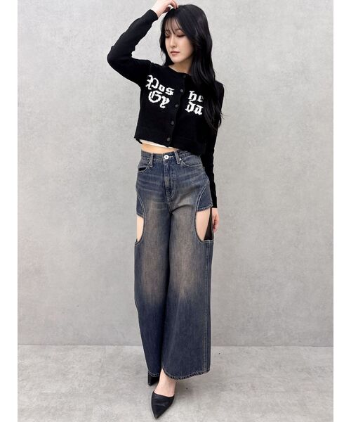 GYDA（ジェイダ）の「ハイウエストサイドオープンデニムワイドパンツ（デニムパンツ・レディース・ブルー/ライトブルー・MEDIUM/SMALL）」の9枚目の写真