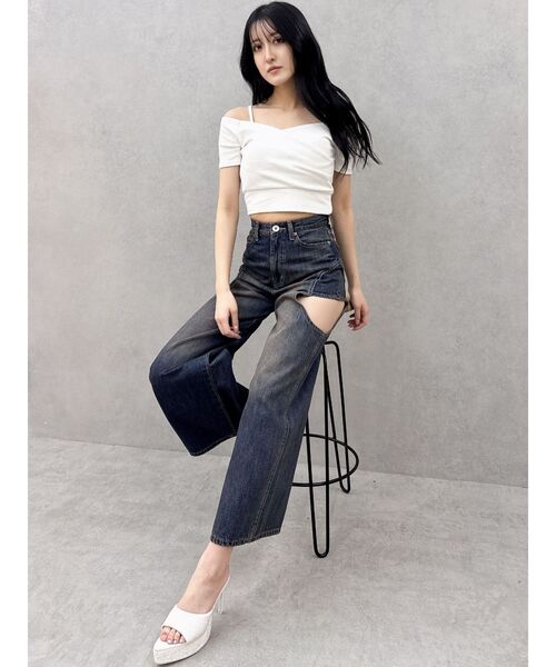 GYDA（ジェイダ）の「ハイウエストサイドオープンデニムワイドパンツ（デニムパンツ・レディース・ブルー/ライトブルー・MEDIUM/SMALL）」の10枚目の写真