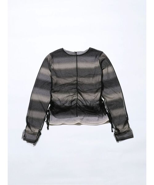 VEQUM（VEQUM）の「【VEQUM】STRING GATHER SHEER TOP（Tシャツ/カットソー・レディース・グレー/ブラック・FREE）」の5枚目の写真