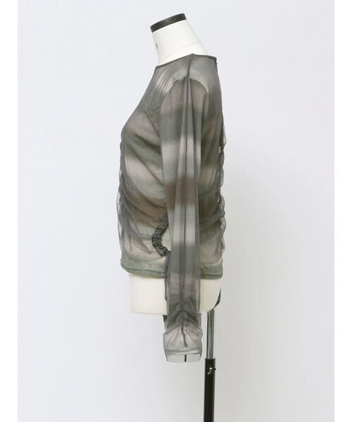 VEQUM（VEQUM）の「【VEQUM】STRING GATHER SHEER TOP（Tシャツ/カットソー・レディース・グレー/ブラック・FREE）」の9枚目の写真