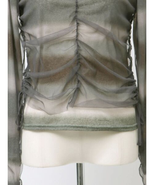 VEQUM（VEQUM）の「【VEQUM】STRING GATHER SHEER TOP（Tシャツ/カットソー・レディース・グレー/ブラック・FREE）」の13枚目の写真