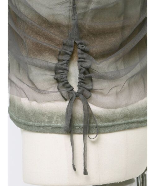 VEQUM（VEQUM）の「【VEQUM】STRING GATHER SHEER TOP（Tシャツ/カットソー・レディース・グレー/ブラック・FREE）」の14枚目の写真