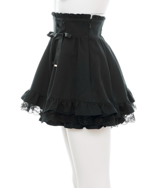 Secret Honey（シークレットハニー）の「サイドレースアップスカパン（スカート・レディース・ブラック/オフホワイト/ストライプ・MEDIUM）」の11枚目の写真