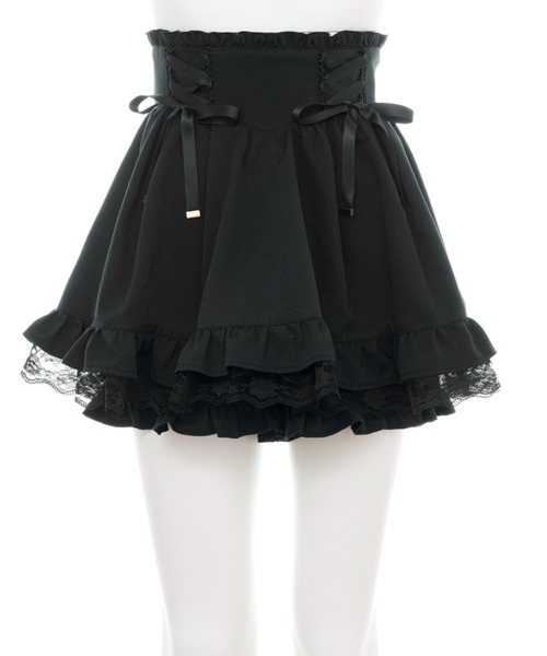 Secret Honey（シークレットハニー）の「サイドレースアップスカパン（スカート・レディース・ブラック/オフホワイト/ストライプ・MEDIUM）」の12枚目の写真