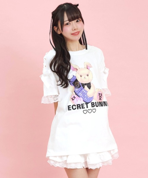 Secret Honey（シークレットハニー）の「サイドレースアップスカパン（スカート・レディース・ブラック/オフホワイト/ストライプ・MEDIUM）」の8枚目の写真