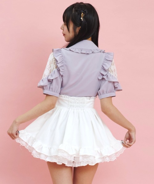 Secret Honey（シークレットハニー）の「サイドレースアップスカパン（スカート・レディース・ブラック/オフホワイト/ストライプ・MEDIUM）」の20枚目の写真