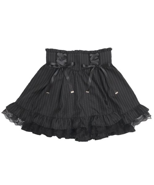 Secret Honey（シークレットハニー）の「サイドレースアップスカパン（スカート・レディース・ブラック/オフホワイト/ストライプ・MEDIUM）」の17枚目の写真