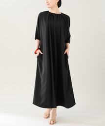 SAQUI サキ Georgette Neck Gatherd One-piece 25BF01