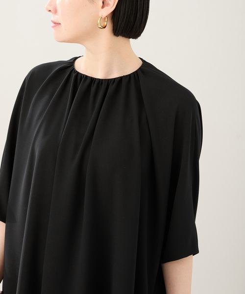 SAQUI サキ Georgette Neck Gatherd One-piece 25BF01