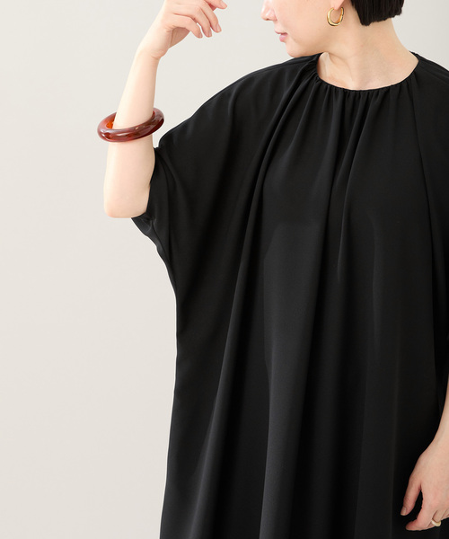 VERMEIL par iena(ヴェルメイユパーイエナ)の「SAQUI サキ Georgette Neck Gatherd One-piece 25BF01(ワンピース・レディース・ブラック・FREE)」の14枚目の写真