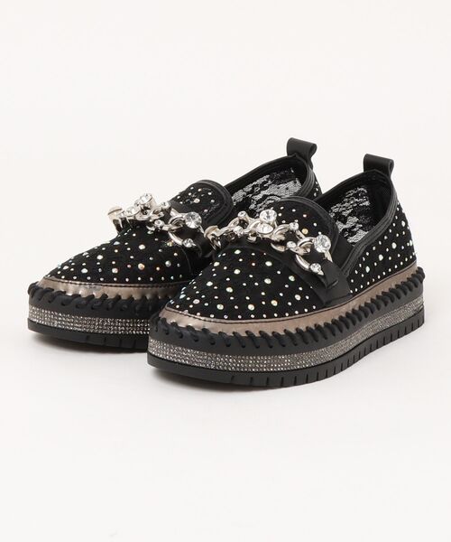 LUGG NAGG(ラグナグ)の「チェーンつきキラキラシアースリッポン(スリッポン・レディース・ブラック・23.0cm/23.5cm/24.0cm/24.5cm)」の11枚目の写真