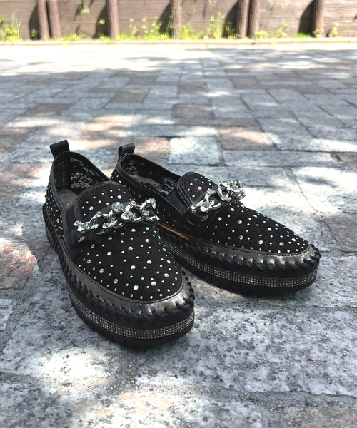 LUGG NAGG(ラグナグ)の「チェーンつきキラキラシアースリッポン(スリッポン・レディース・ブラック・23.0cm/23.5cm/24.0cm/24.5cm)」の10枚目の写真
