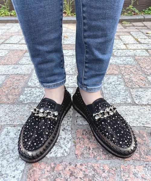 LUGG NAGG(ラグナグ)の「チェーンつきキラキラシアースリッポン(スリッポン・レディース・ブラック・23.0cm/23.5cm/24.0cm/24.5cm)」の5枚目の写真