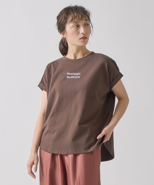 Kelen(ケレン)の「「KELEN / ケレン」 袖ロールアッププリントTシャツ NATTI(Tシャツ/カットソー・レディース・オフホワイト/ブルー系その他/ブラウン・S/M)」の2枚目の写真