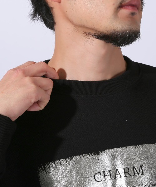 LUXSTYLE(ラグスタイル)の「シルバー箔プリントトレーナー(スウェット・メンズ・ブラック/チャコールグレー/ホワイト・M/L)」の12枚目の写真