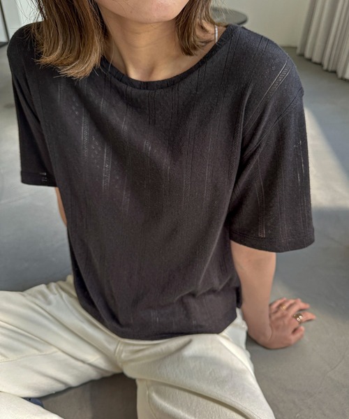 PILIT（ピリット）の「アイレット クルーネックtee（セットアップ対応）（Tシャツ/カットソー・レディース・ブラック/ブルー/レモンイエロー・MEDIUM）」の2枚目の写真