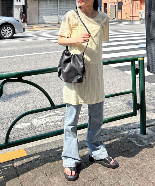 PILIT（ピリット）の「アイレット クルーネックtee（セットアップ対応）（Tシャツ/カットソー・レディース・ブラック/ブルー/レモンイエロー・MEDIUM）」の4枚目の写真